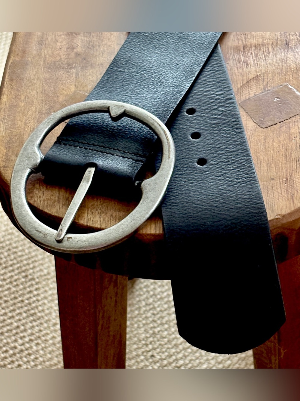 Free People - We The Free -Black Brando Leather Hip Belt - size M/L - Picture 8 of 12